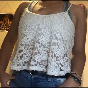 white lace crop top